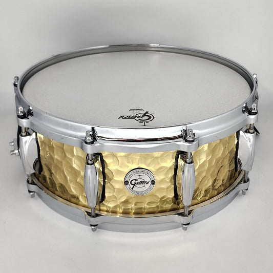 Used Gretsch Silver Series Hammered Brass Snare Drum 14x5