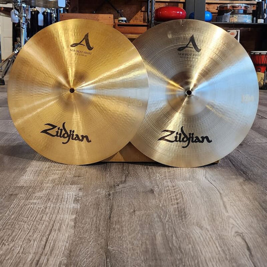 Used Zildjian A New Beat Hi Hat Cymbals 15" - Drum Center Of Portsmouth
