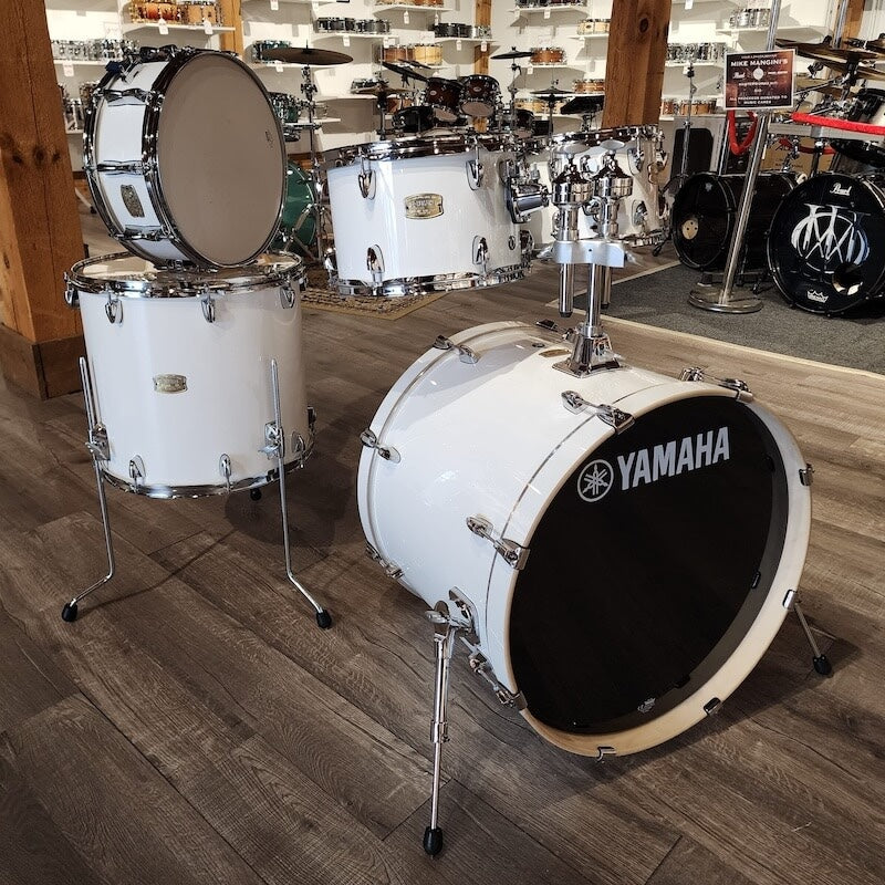 Used Yamaha Stage Custom Birch 5pc Drum Set Pure White - Drum Center Of Portsmouth