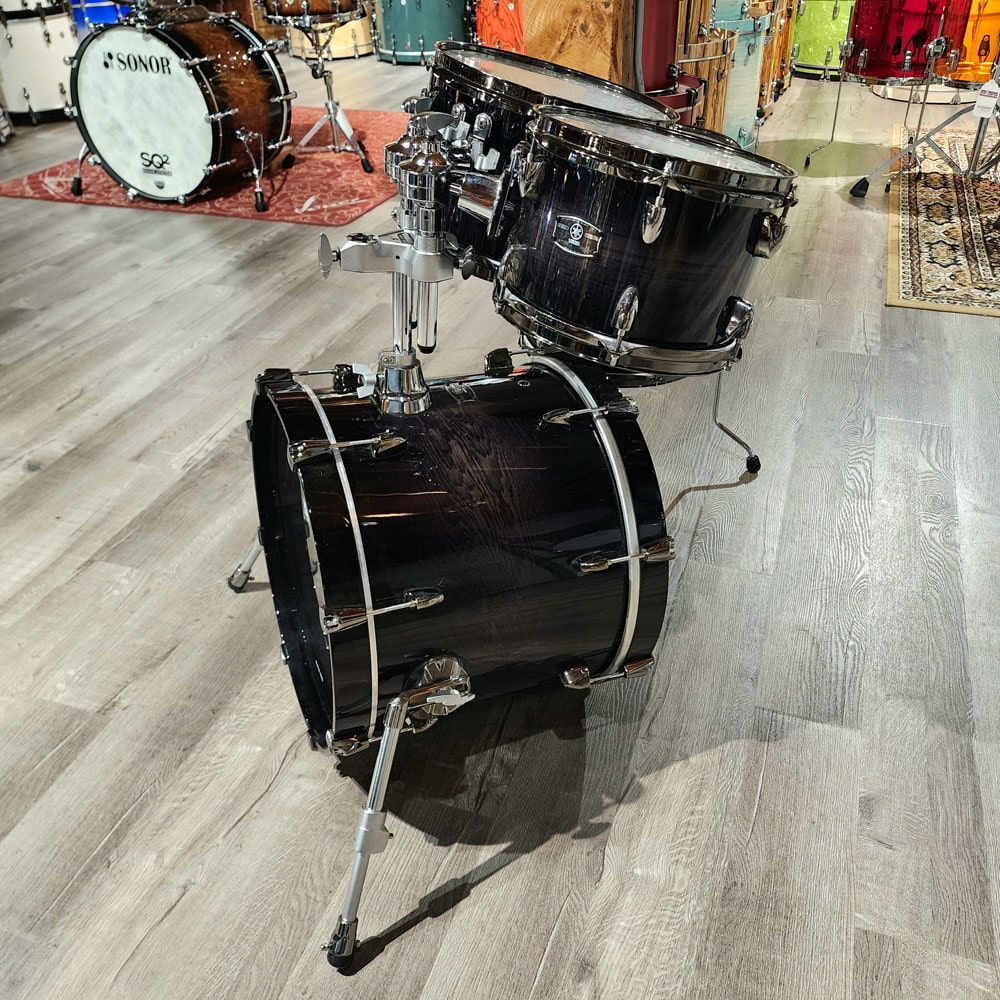Used Yamaha Live Custom Oak 4pc Drum Set Black Shadow Sunburst - Drum Center Of Portsmouth