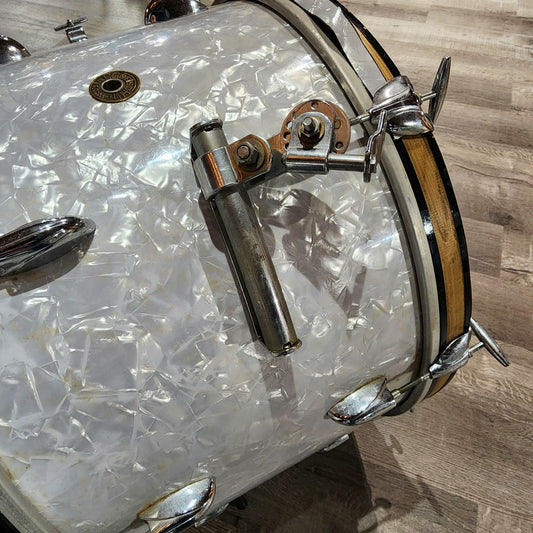 Used Vintage Gretsch Round Badge '60s 2pc Drum Set White Marine Pearl - Drum Center Of Portsmouth