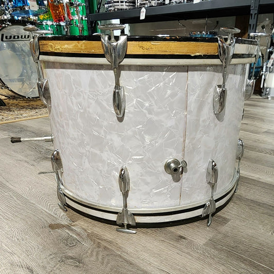 Used Vintage Gretsch Round Badge '60s 2pc Drum Set White Marine Pearl - Drum Center Of Portsmouth