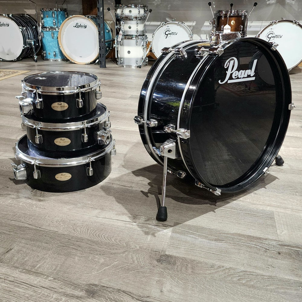 Used Pearl Rhythm Traveler 4pc Drum Set Black - Drum Center Of Portsmouth