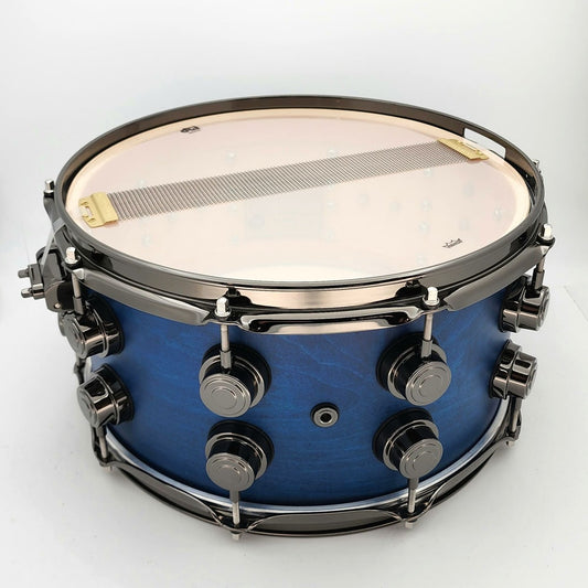 Used DW Collectors 14x7 Snare Drum Azure Oil w/Black Nickel Hardware - Excellent - Drum Center Of Portsmouth