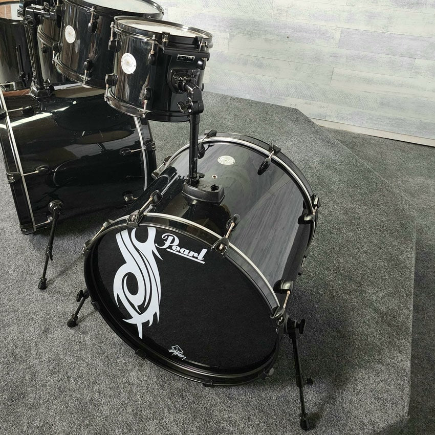 Used Pearl Export Joey Jordison 7pc Drum Set Black - Fair - Drum Center Of Portsmouth
