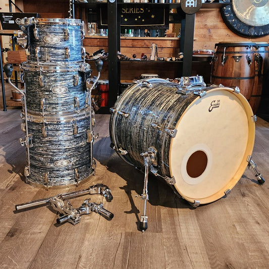 Used Pearl Vision Birch 4pc Drum Set Black Strata Wrap Finish - Good - Drum Center Of Portsmouth