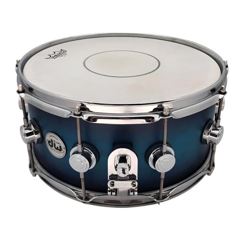 Used DW Collectors Cherry HVLT Snare Drum 14x6.5 Blue Burst - Very Good - Drum Center Of Portsmouth
