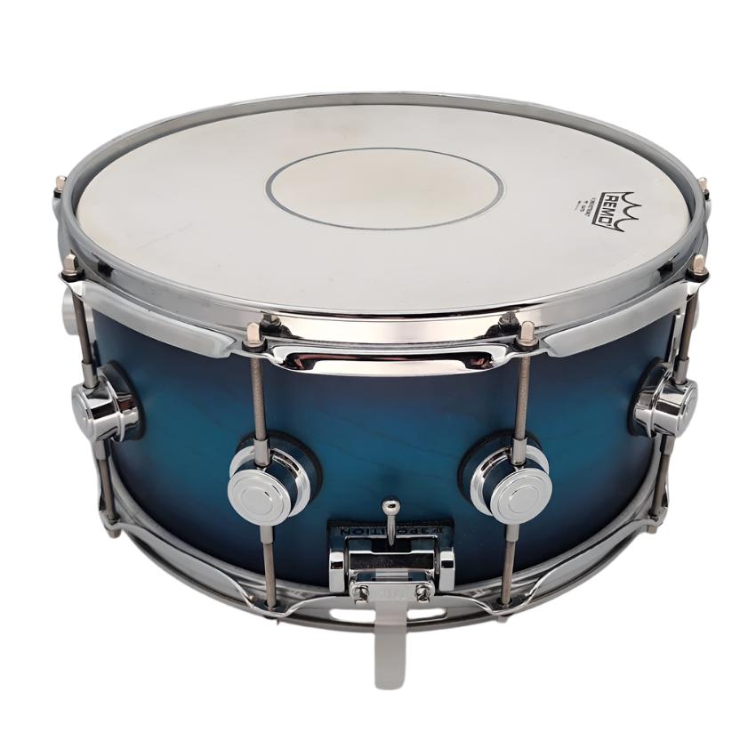 Used DW Collectors Cherry HVLT Snare Drum 14x6.5 Blue Burst - Very Good - Drum Center Of Portsmouth
