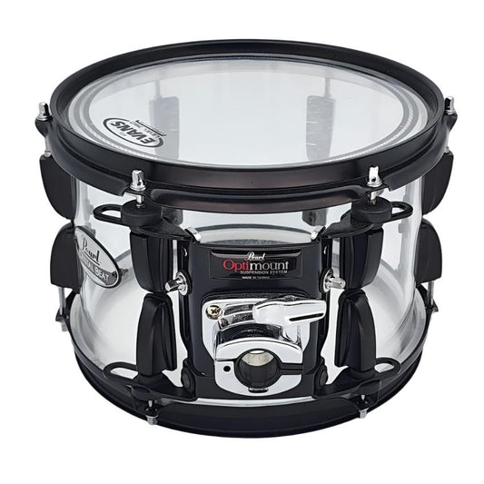 Used Pearl Crystal Beat Tom 10x7 Ultra Clear w/ Black Hardware - Very Good - Drum Center Of Portsmouth