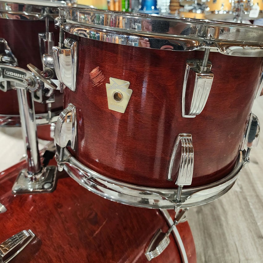 Used Ludwig Classic Maple 4pc Drum Set Cherry Stain - Fair - Drum Center Of Portsmouth