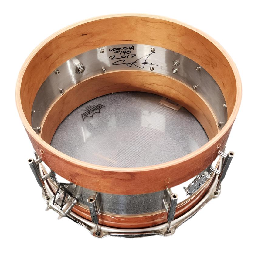 Used Acoutin Ply Cherry/Brushed Stainless Steel Snare Drum 14x8 - Good - Drum Center Of Portsmouth
