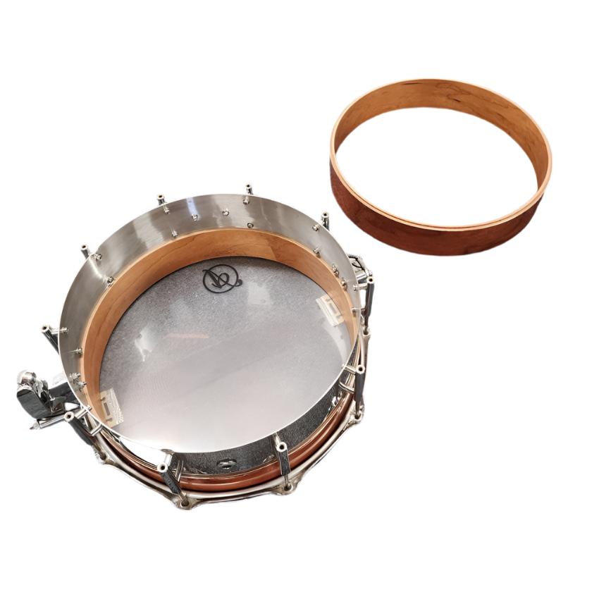 Used Acoutin Ply Cherry/Brushed Stainless Steel Snare Drum 14x8 - Good - Drum Center Of Portsmouth