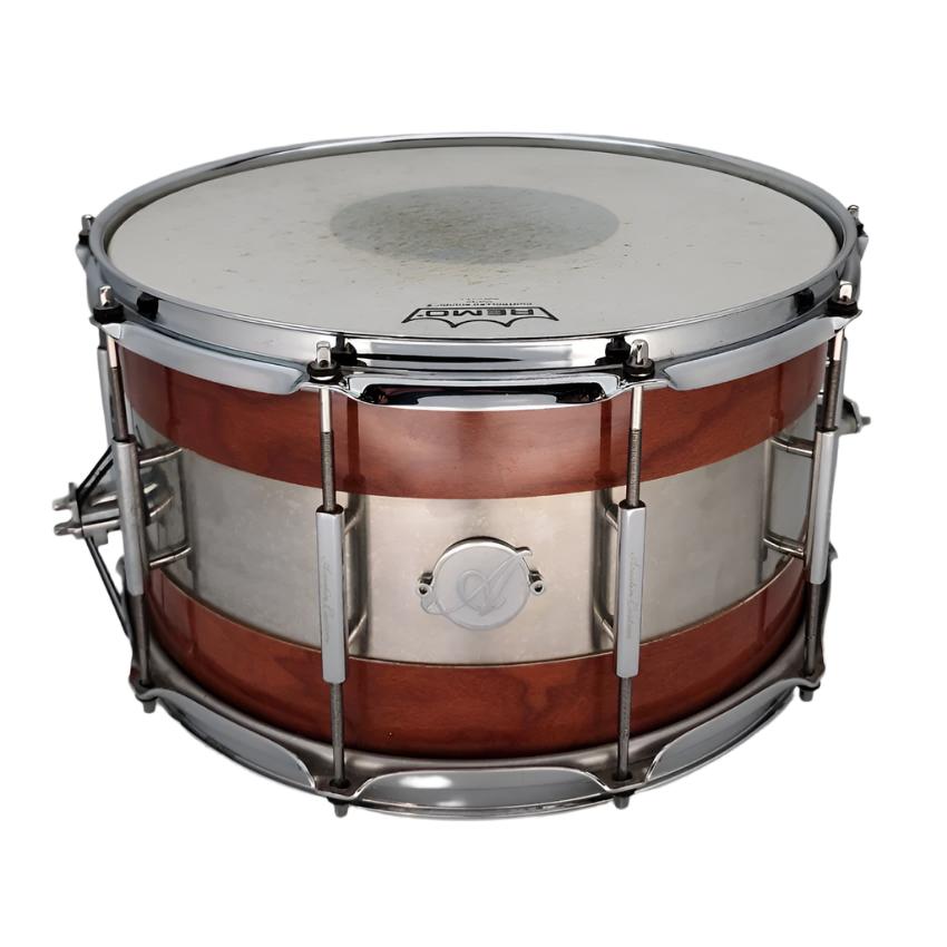 Used Acoutin Ply Cherry/Brushed Stainless Steel Snare Drum 14x8 - Good - Drum Center Of Portsmouth