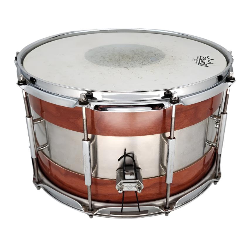 Used Acoutin Ply Cherry/Brushed Stainless Steel Snare Drum 14x8 - Good - Drum Center Of Portsmouth
