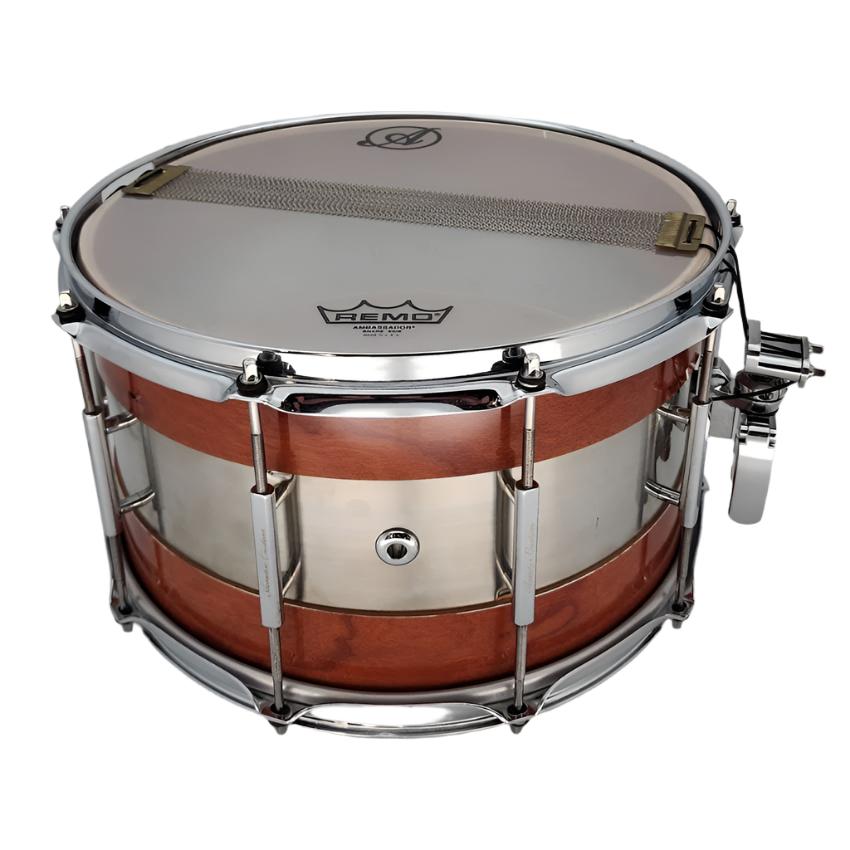 Used Acoutin Ply Cherry/Brushed Stainless Steel Snare Drum 14x8 - Good - Drum Center Of Portsmouth