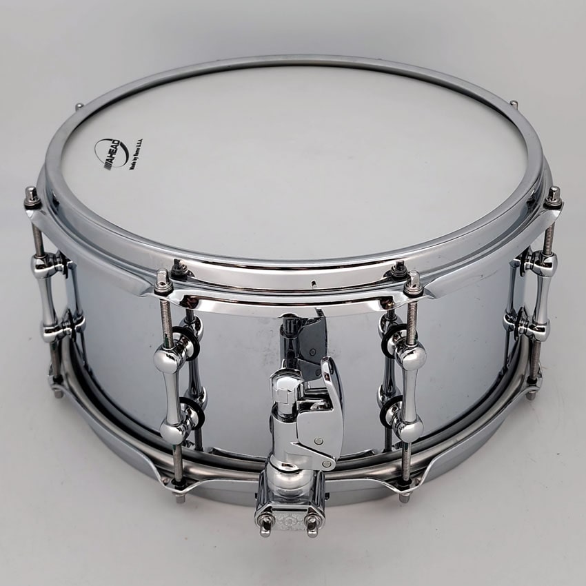 Used Ahead Chrome On Brass Snare Drum 13x6 w/Dunnett Throw-Off - Drum Center Of Portsmouth