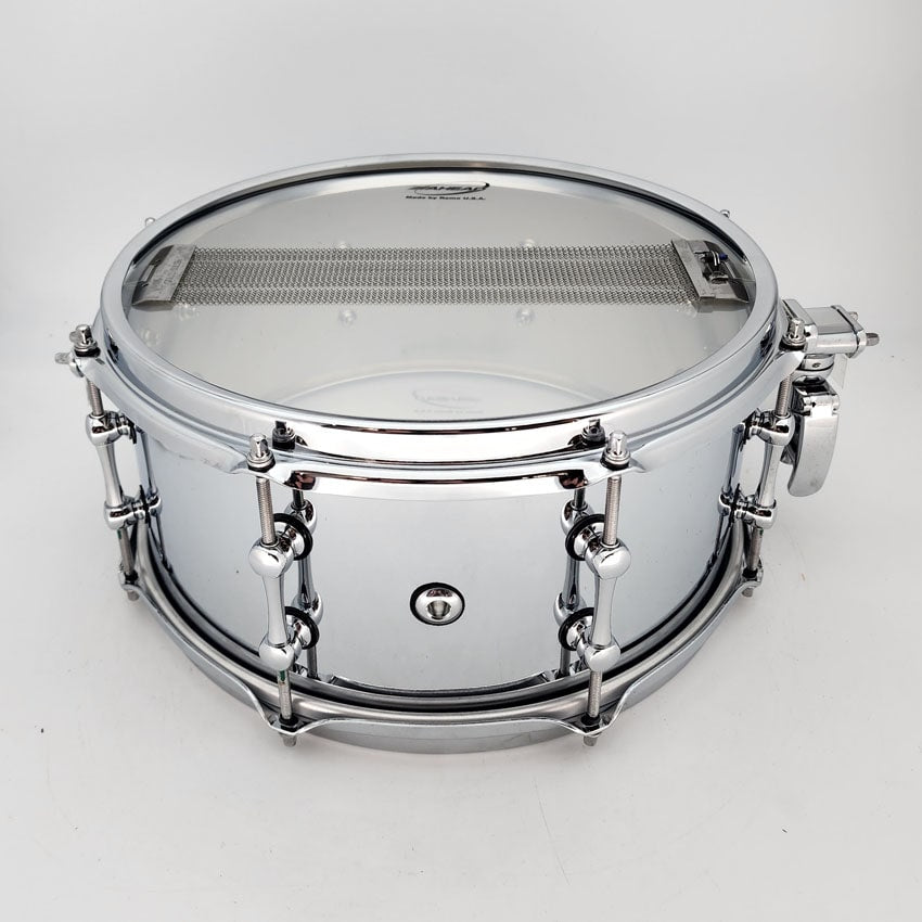 Used Ahead Chrome On Brass Snare Drum 13x6 w/Dunnett Throw-Off - Drum Center Of Portsmouth