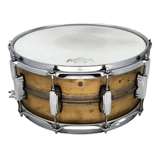 Used Ludwig LB464R Raw Brass Phonic Snare Drum 14x6.5 - Good - Drum Center Of Portsmouth