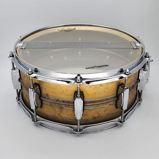 Used Ludwig LB464R Raw Brass Phonic Snare Drum 14x6.5 - Good - Drum Center Of Portsmouth