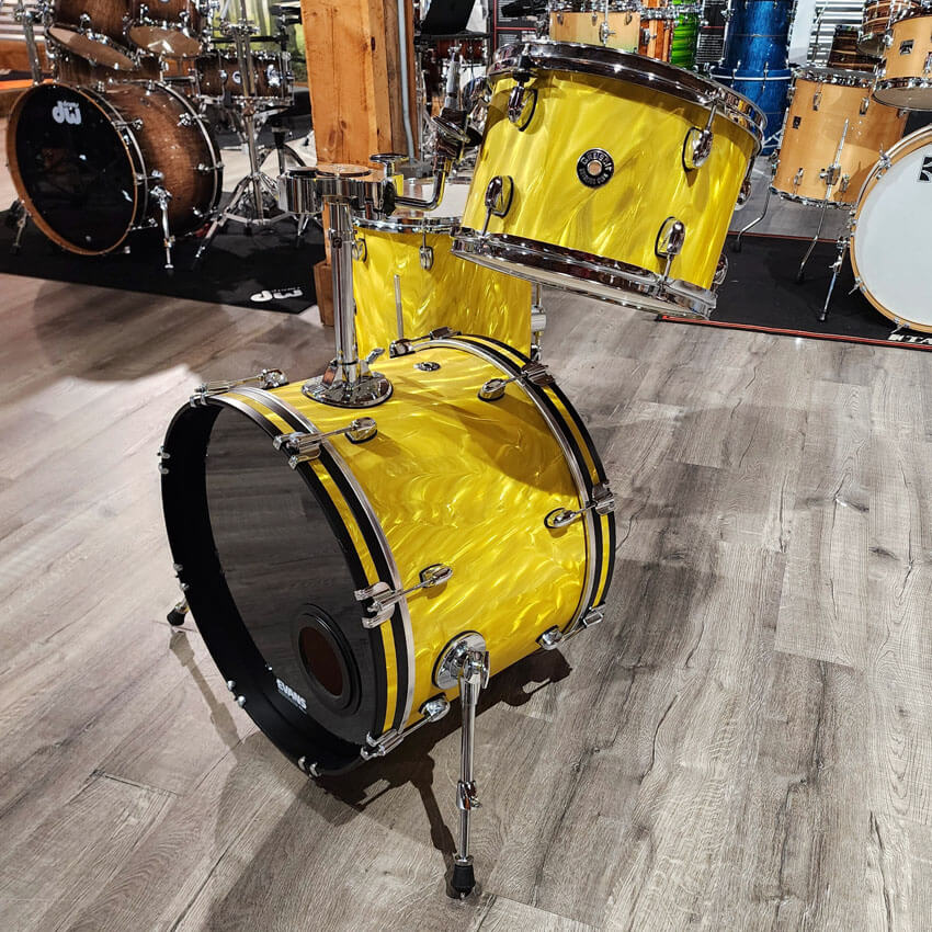 Used Gretsch Catalina Club 3pc Drum Set Yellow Satin Flame - Good - Drum Center Of Portsmouth