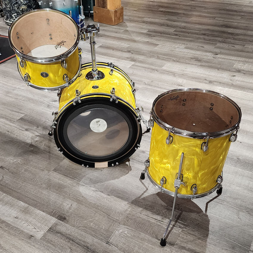Used Gretsch Catalina Club 3pc Drum Set Yellow Satin Flame - Good - Drum Center Of Portsmouth