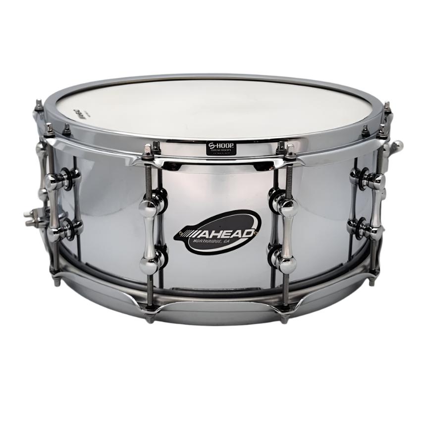 Used Ahead Chrome Over 3mm Cast Bell Brass Snare Drum 14x6 - Good - Drum Center Of Portsmouth