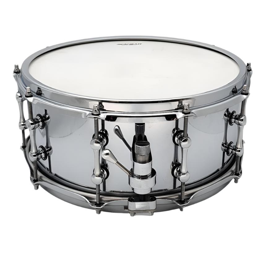 Used Ahead Chrome Over 3mm Cast Bell Brass Snare Drum 14x6 - Good - Drum Center Of Portsmouth