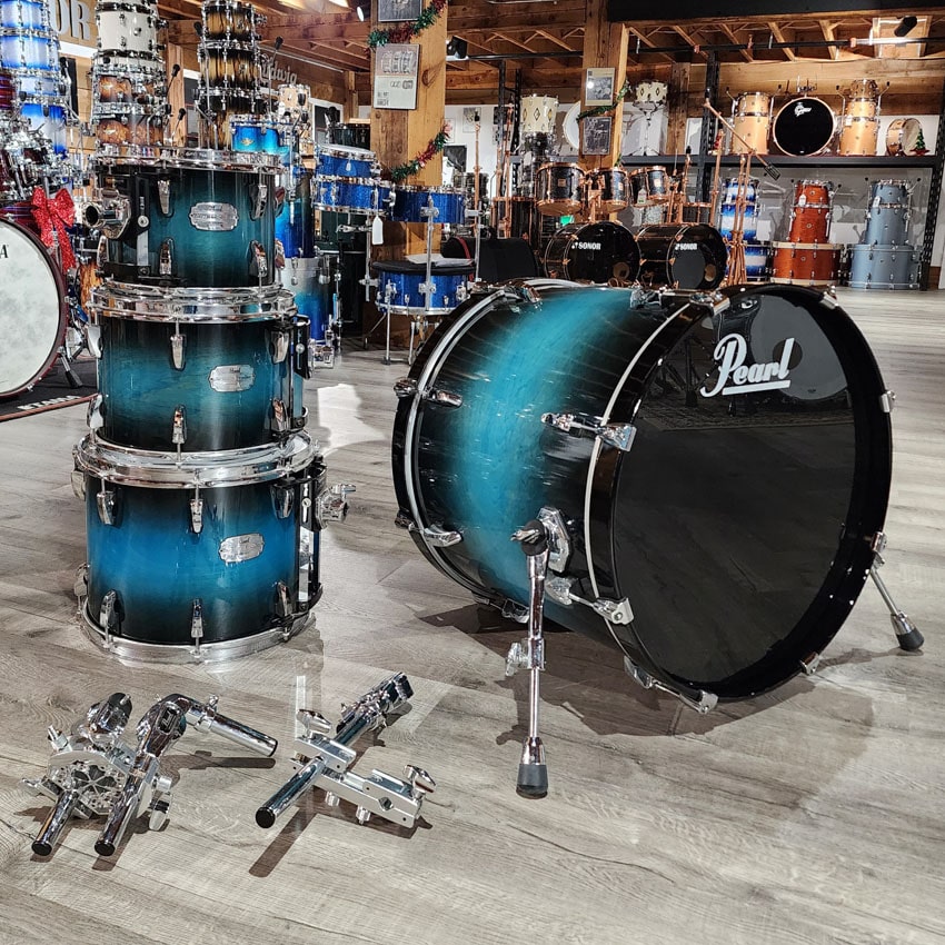 Used Pearl Session Select Birch 4pc Drum Set Blue Burst - Good - Drum Center Of Portsmouth