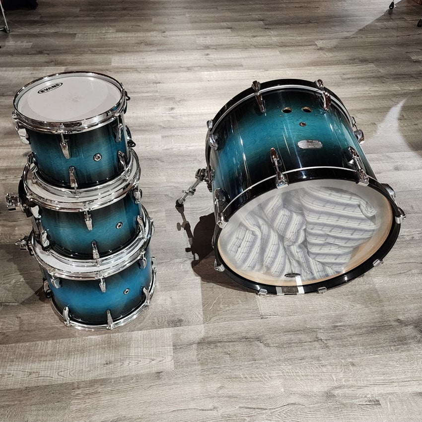 Used Pearl Session Select Birch 4pc Drum Set Blue Burst - Good - Drum Center Of Portsmouth