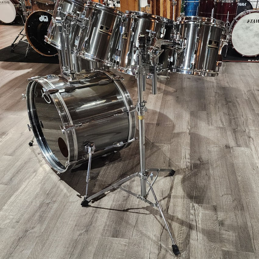 Used Pearl Export 6pc Drum Set Smoky Chrome '80s-Era - Good - Drum Center Of Portsmouth