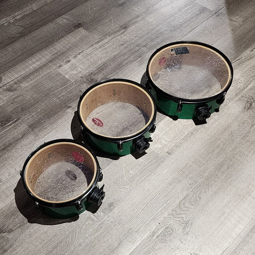 Used Pearl Rhythm Traveler 5pc Drum Set Green Sparkle - Good - Drum Center Of Portsmouth