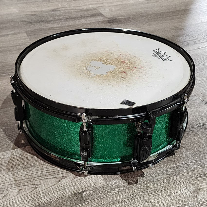 Used Pearl Rhythm Traveler 5pc Drum Set Green Sparkle - Good - Drum Center Of Portsmouth