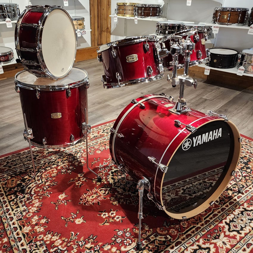 Used Yamaha Stage Custom Birch 5pc Drum Set Cranberry Red - Good - Drum Center Of Portsmouth