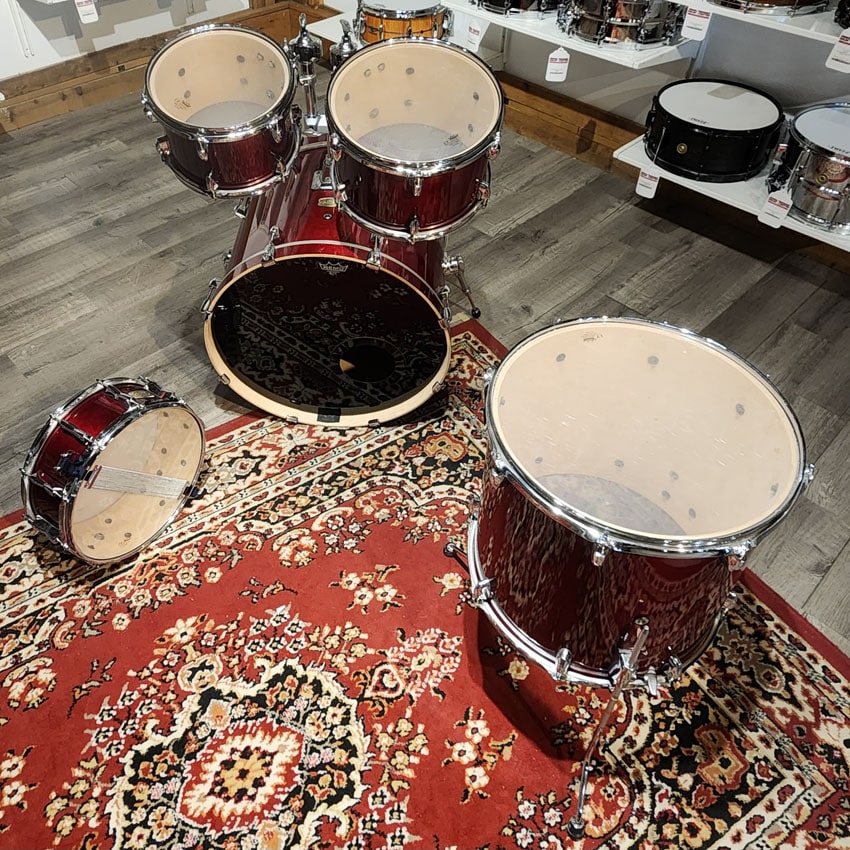 Used Yamaha Stage Custom Birch 5pc Drum Set Cranberry Red - Good - Drum Center Of Portsmouth