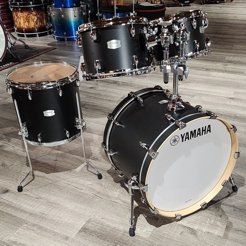 Used Yamaha Tour Custom Maple 4pc Drum Set Licorice Satin - Very Good - Drum Center Of Portsmouth