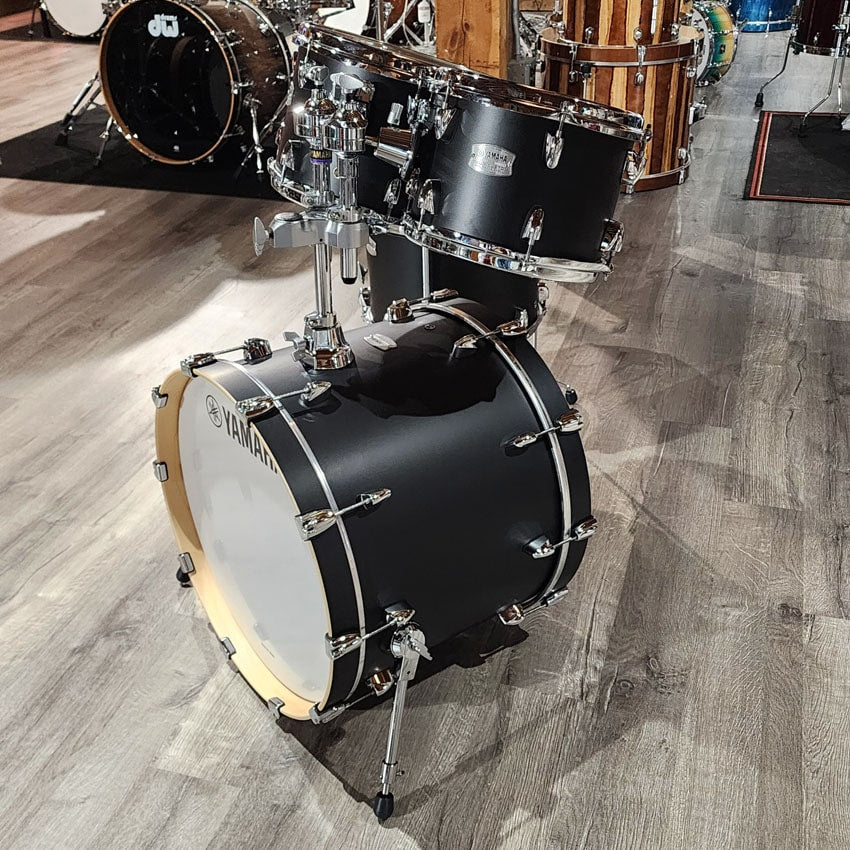 Used Yamaha Tour Custom Maple 4pc Drum Set Licorice Satin - Very Good - Drum Center Of Portsmouth