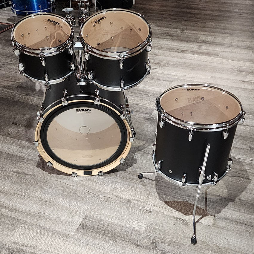 Used Yamaha Tour Custom Maple 4pc Drum Set Licorice Satin - Very Good - Drum Center Of Portsmouth