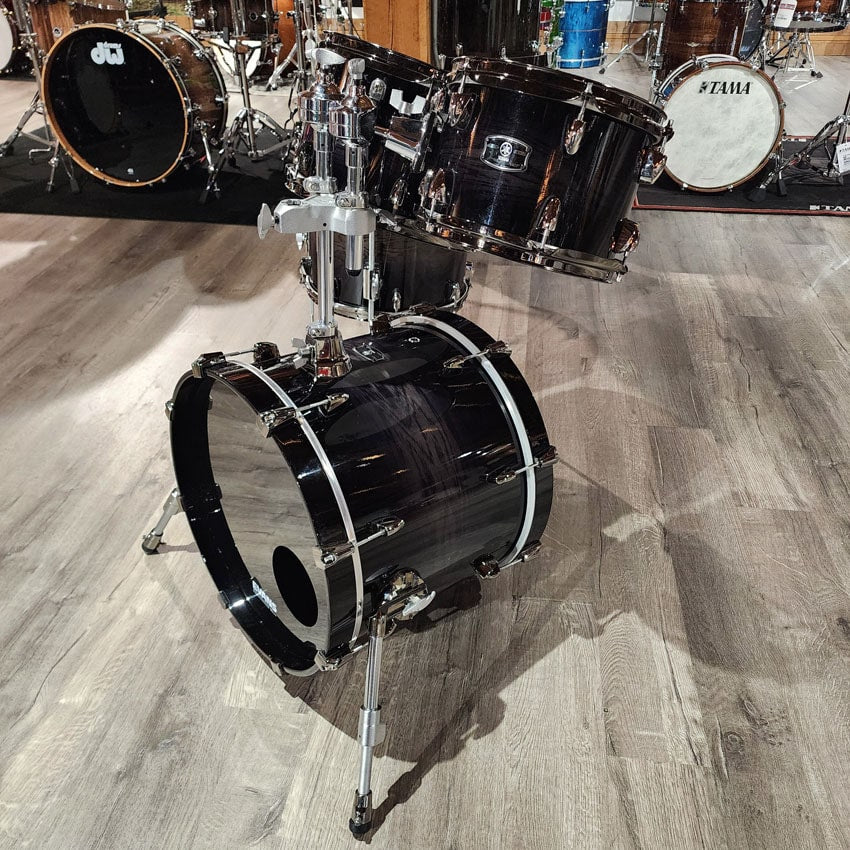 Used Yamaha Live Custom Oak 4pc Drum Set Black Shadow Sunburst - Good - Drum Center Of Portsmouth