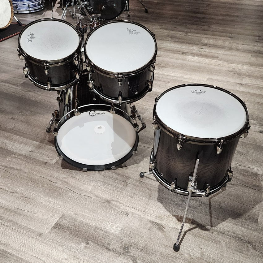Used Yamaha Live Custom Oak 4pc Drum Set Black Shadow Sunburst - Good - Drum Center Of Portsmouth