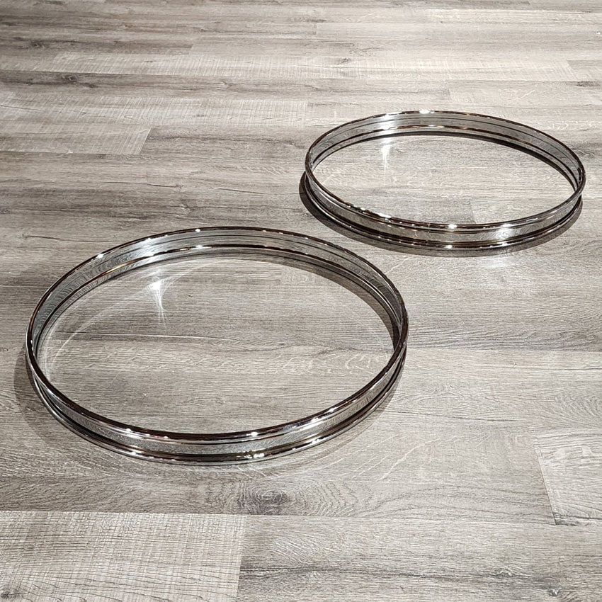 Used Metal Bass Drum Hoop Pair Chrome 18" - Very Good - Drum Center Of Portsmouth