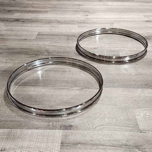 Used Metal Bass Drum Hoop Pair Chrome 18" - Very Good - Drum Center Of Portsmouth