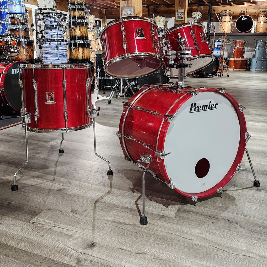 Used Vintage 1980s Premier Resonator 4pc Drum Set Red Lacquer - Very Good - Drum Center Of Portsmouth
