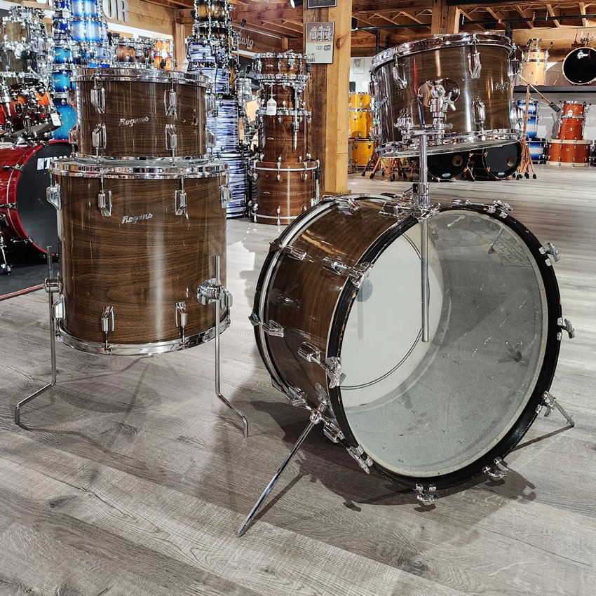 Used Vintage Rogers PowerTone 4pc Drum Set New Mahogany - Fair - Drum Center Of Portsmouth