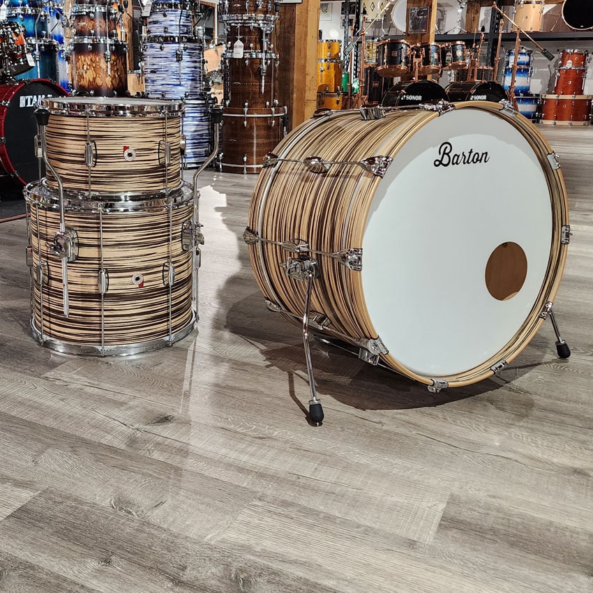 Used Barton Essential Beech 3pc Drum Set Zebrawood Veneer - Very Good - Drum Center Of Portsmouth