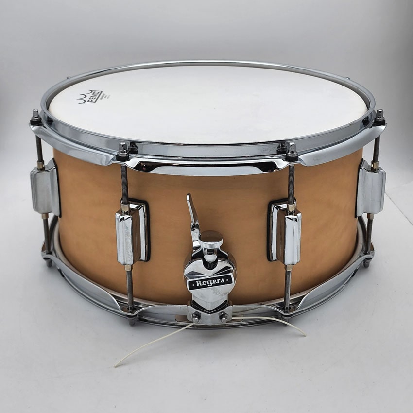 Used Rogers Powertone Snare Drum Satin Natural 14x6.5 - Very Good - Drum Center Of Portsmouth