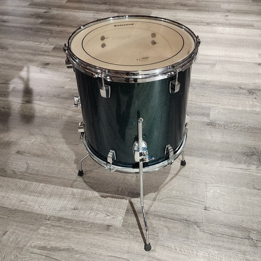 Used Ludwig Accent Tom 14x14 Green Sparkle - Very Good - Drum Center Of Portsmouth