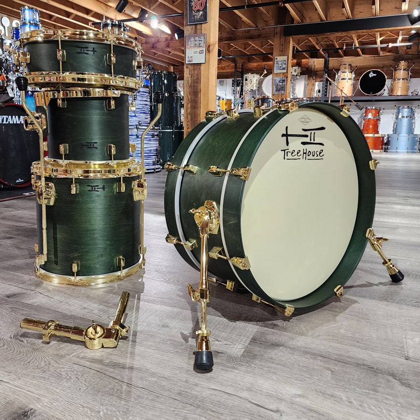 Used Tree House 4pc Compact Drum Set Satin Green - Very Good - Drum Center Of Portsmouth