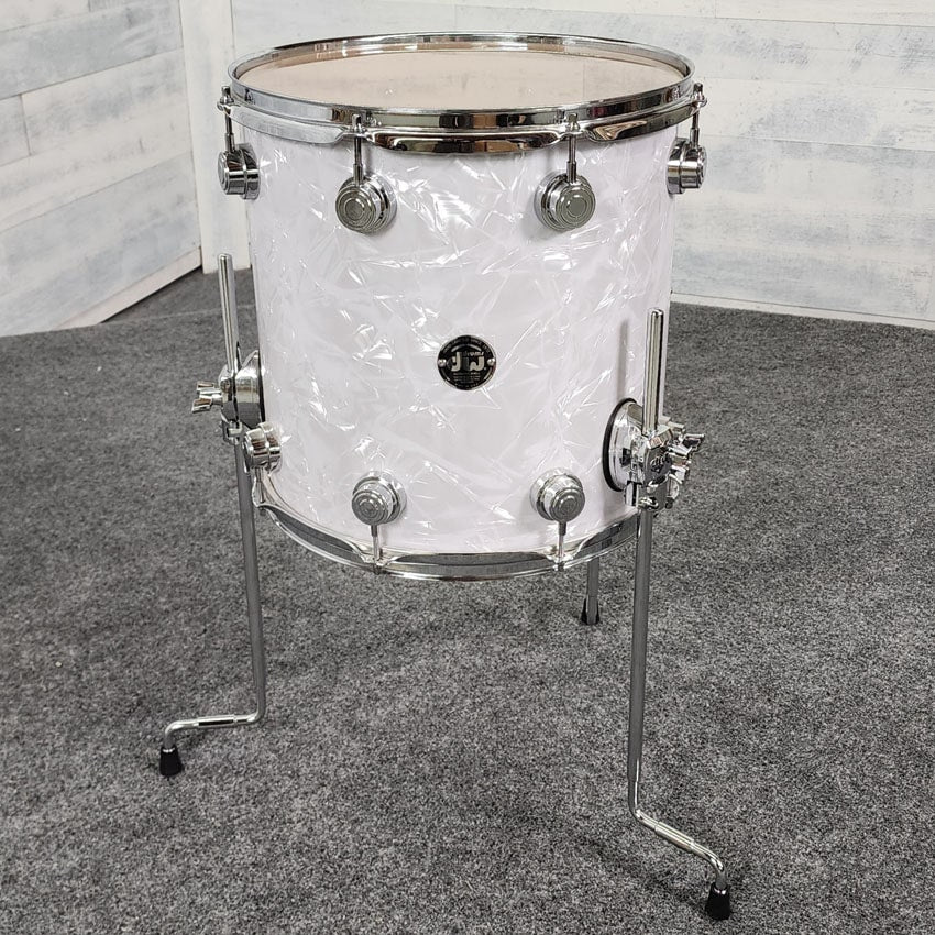 Used DW Collectors Maple Floor Tom 14x14 White Abalone - Fair - Drum Center Of Portsmouth