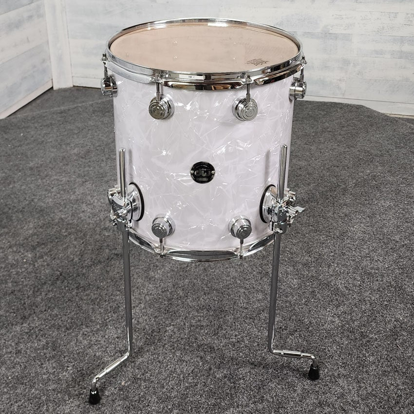 Used DW Collectors Maple Floor Tom 14x14 White Abalone - Fair - Drum Center Of Portsmouth