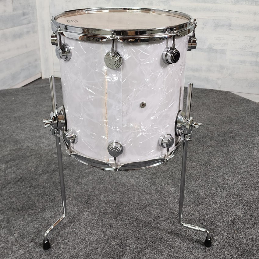 Used DW Collectors Maple Floor Tom 14x14 White Abalone - Fair - Drum Center Of Portsmouth